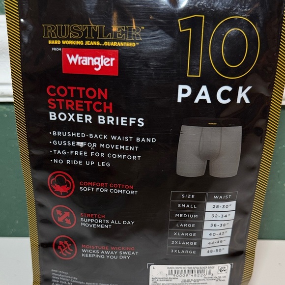 NEW! Wrangler Men's Cotton Stretch Boxer Briefs - 10 Pack Underwear Cotton M L - Picture 3 of 9